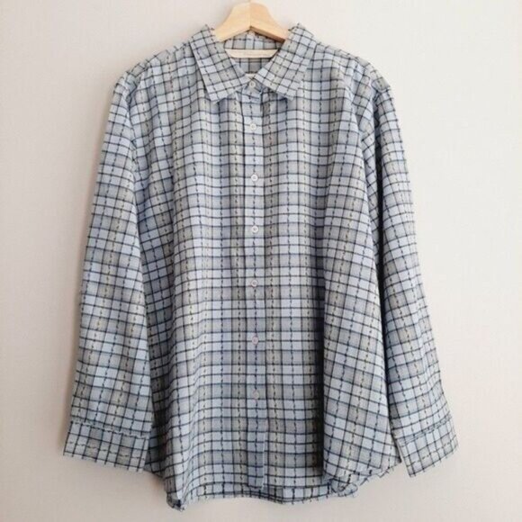 PENMANS Button Down Plaid Check Shirt Blue PLUS Sz 3X - Picture 2 of 10